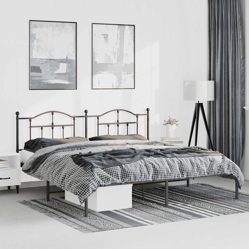 Bed frame with headboard metal black 183x213 cm