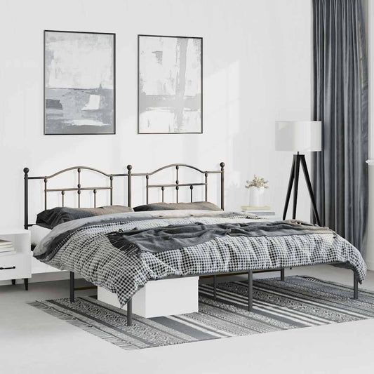 Bed frame with headboard metal black 183x213 cm