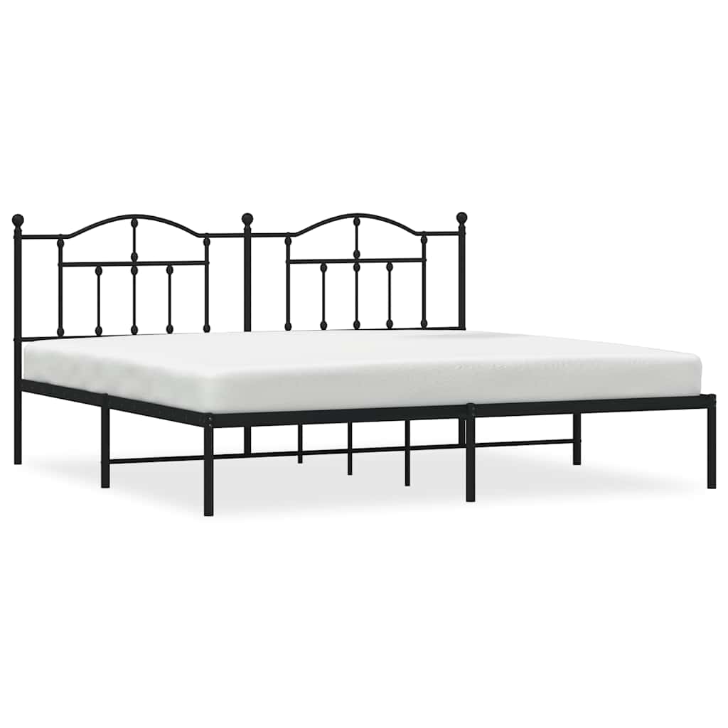 Bed frame with headboard metal black 193x203 cm