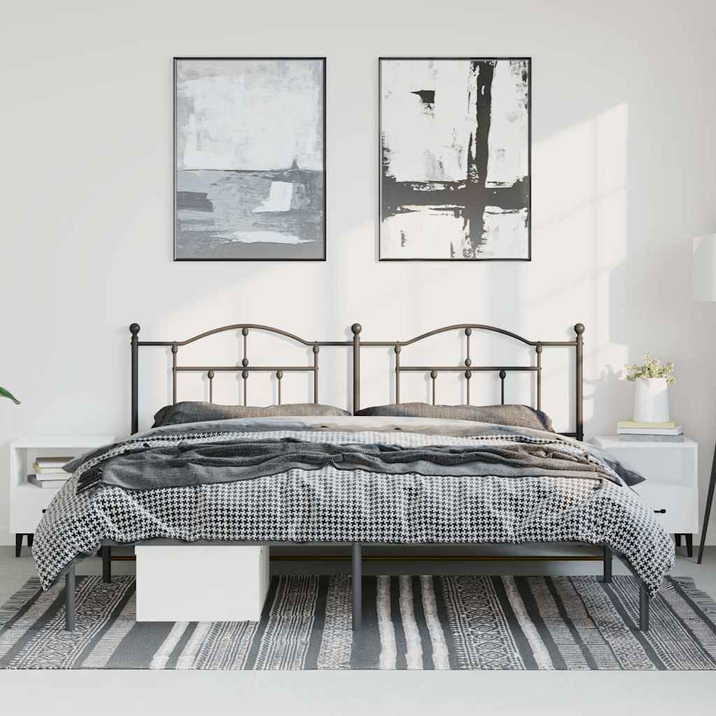 Bettgestell mit Kopfteil Metall Schwarz 193x203 cm