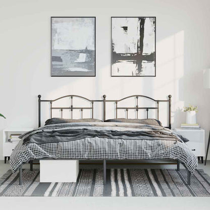 Bettgestell mit Kopfteil Metall Schwarz 193x203 cm