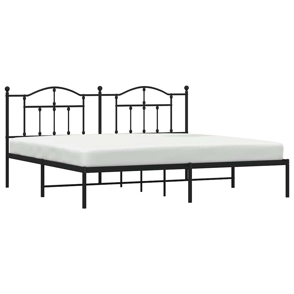 Bed frame with headboard metal black 193x203 cm
