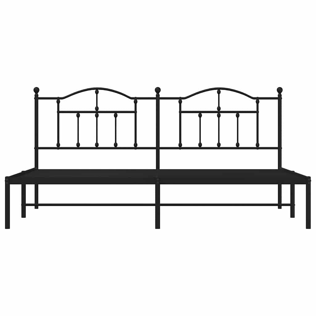 Bed frame with headboard metal black 193x203 cm