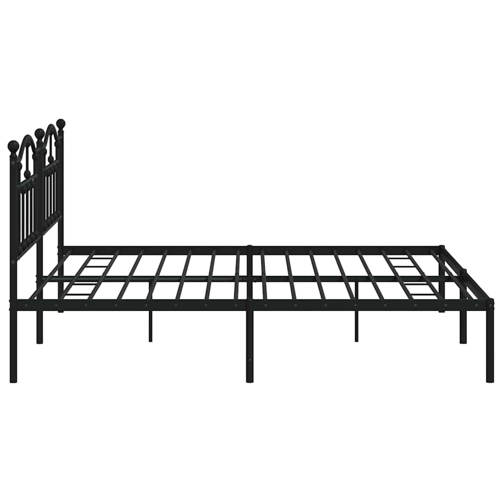 Bed frame with headboard metal black 193x203 cm