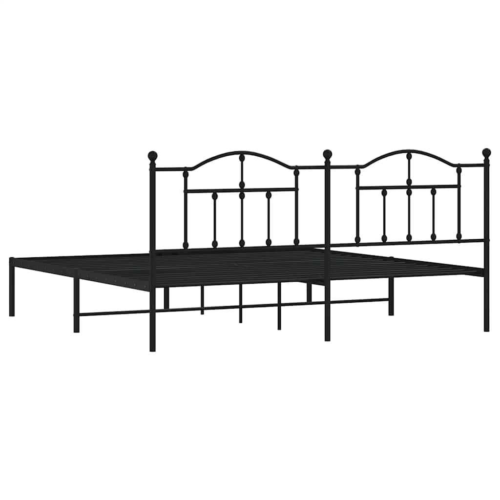 Bed frame with headboard metal black 193x203 cm