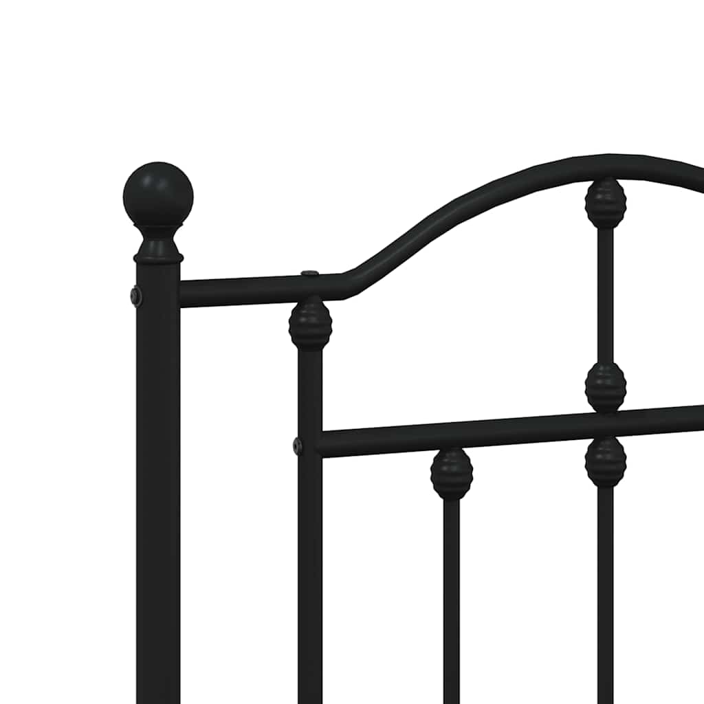 Bed frame with headboard metal black 193x203 cm