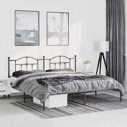 Bettgestell mit Kopfteil Metall Schwarz 193x203 cm