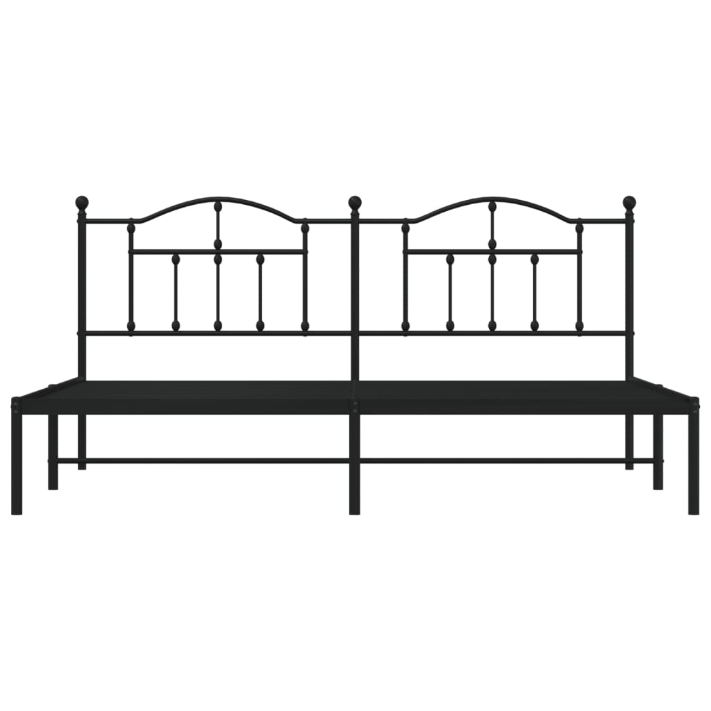 Bed frame with headboard metal black 200x200 cm