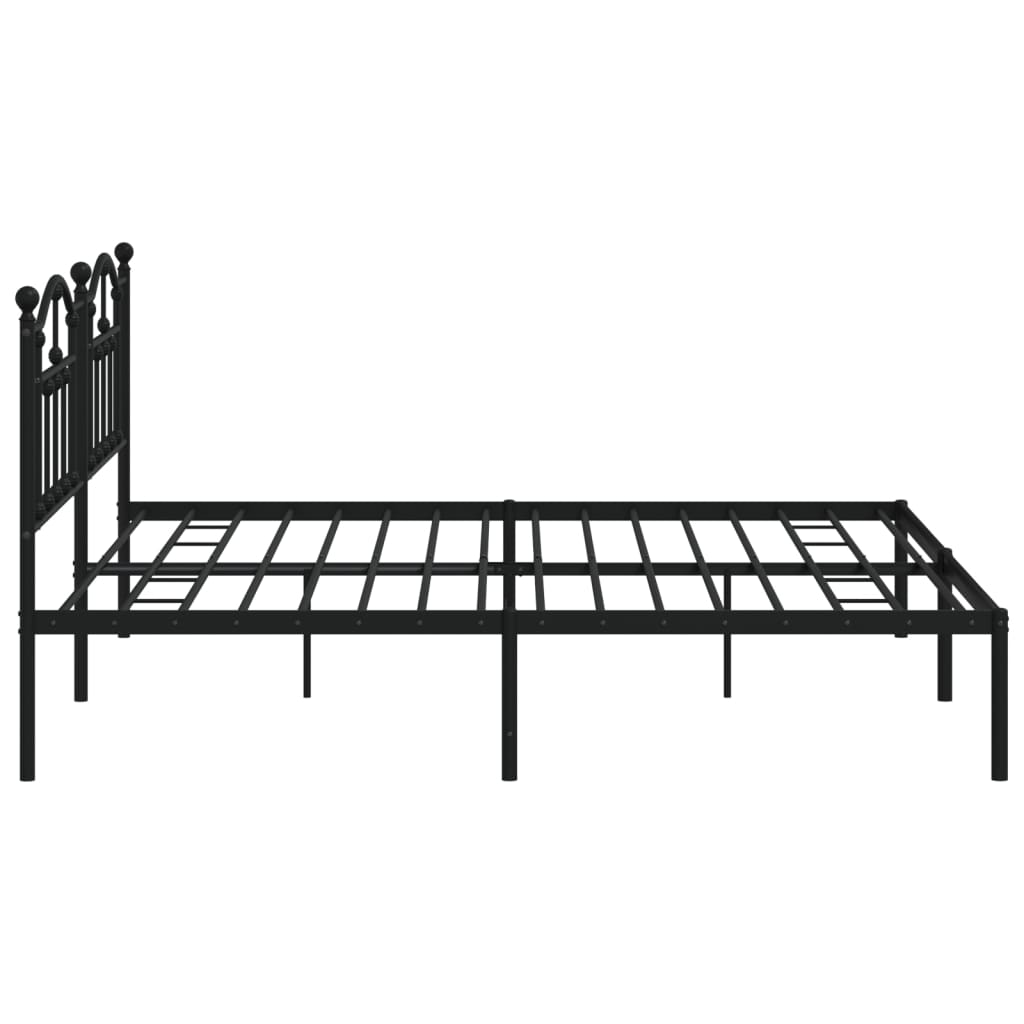 Bed frame with headboard metal black 200x200 cm