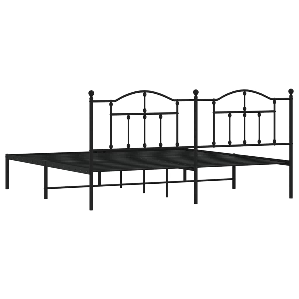 Bed frame with headboard metal black 200x200 cm