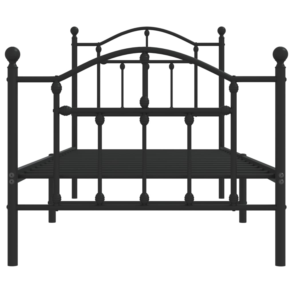 Bed frame with head and footboard metal black 90x190 cm