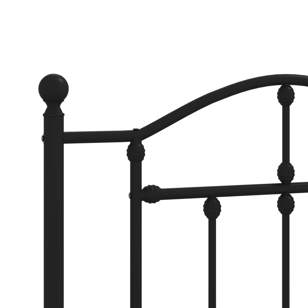 Bed frame with head and footboard metal black 90x190 cm