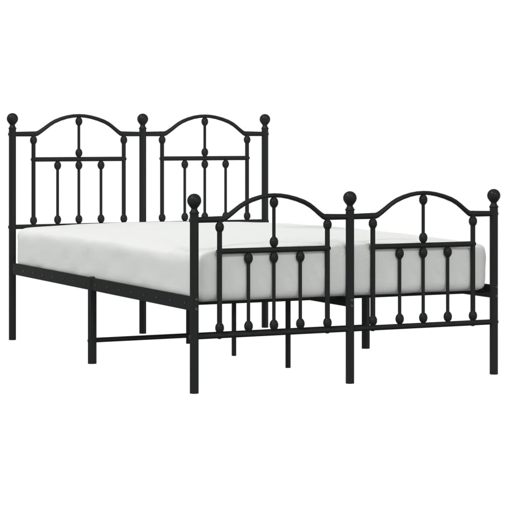 Bed frame with head and footboard metal black 120x190 cm