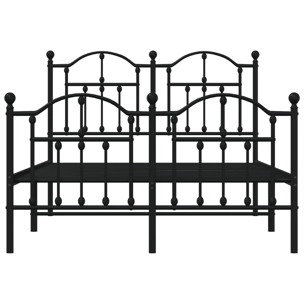 Bed frame with head and footboard metal black 120x190 cm
