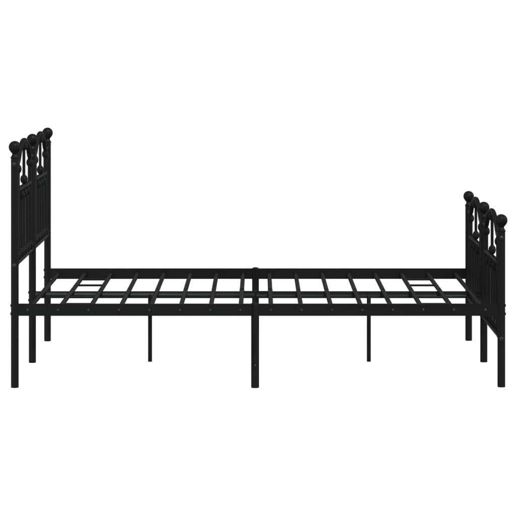 Bed frame with head and footboard metal black 120x190 cm
