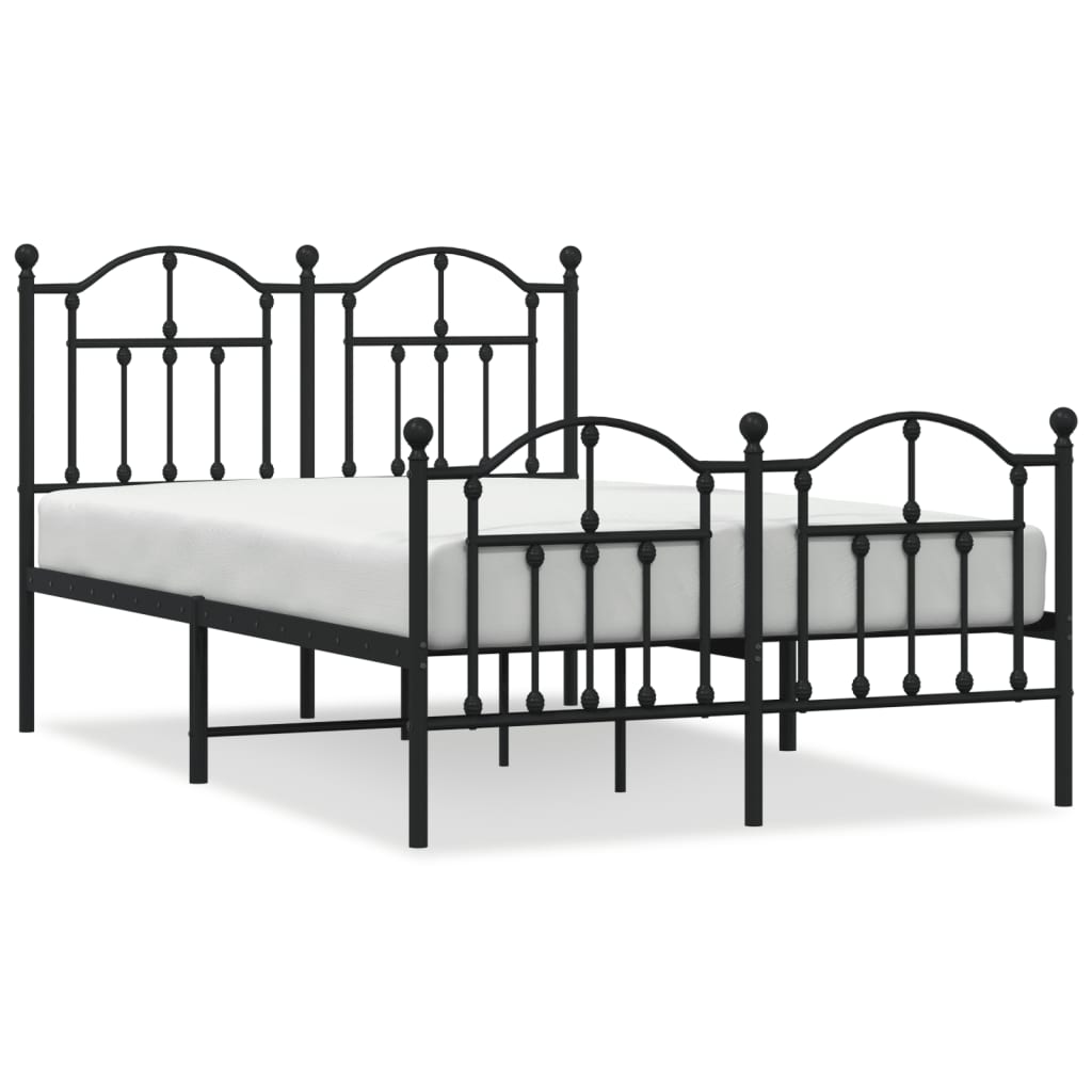 Bed frame with head and footboard metal black 120x200 cm