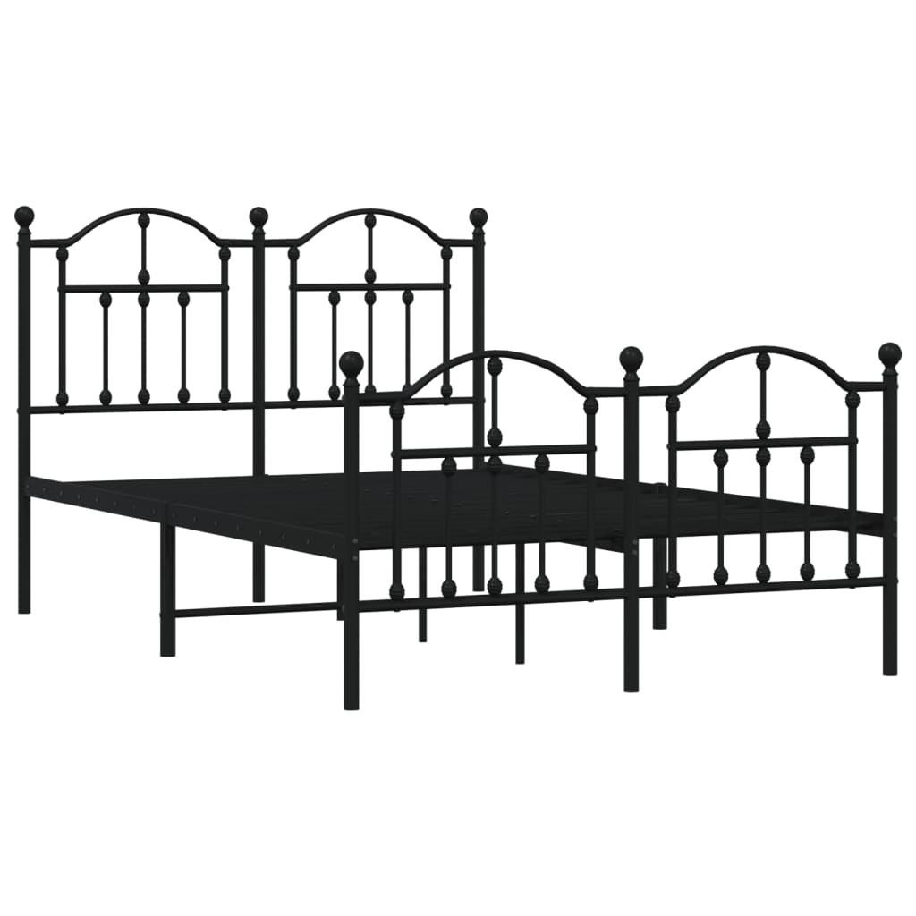 Bed frame with head and footboard metal black 120x200 cm