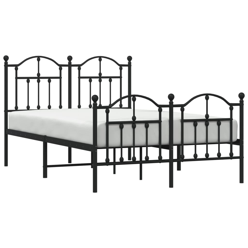 Bed frame with head and footboard metal black 120x200 cm