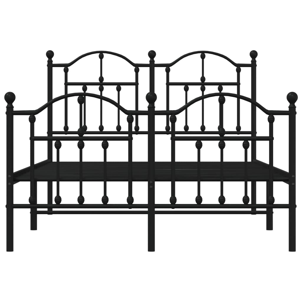 Bed frame with head and footboard metal black 120x200 cm