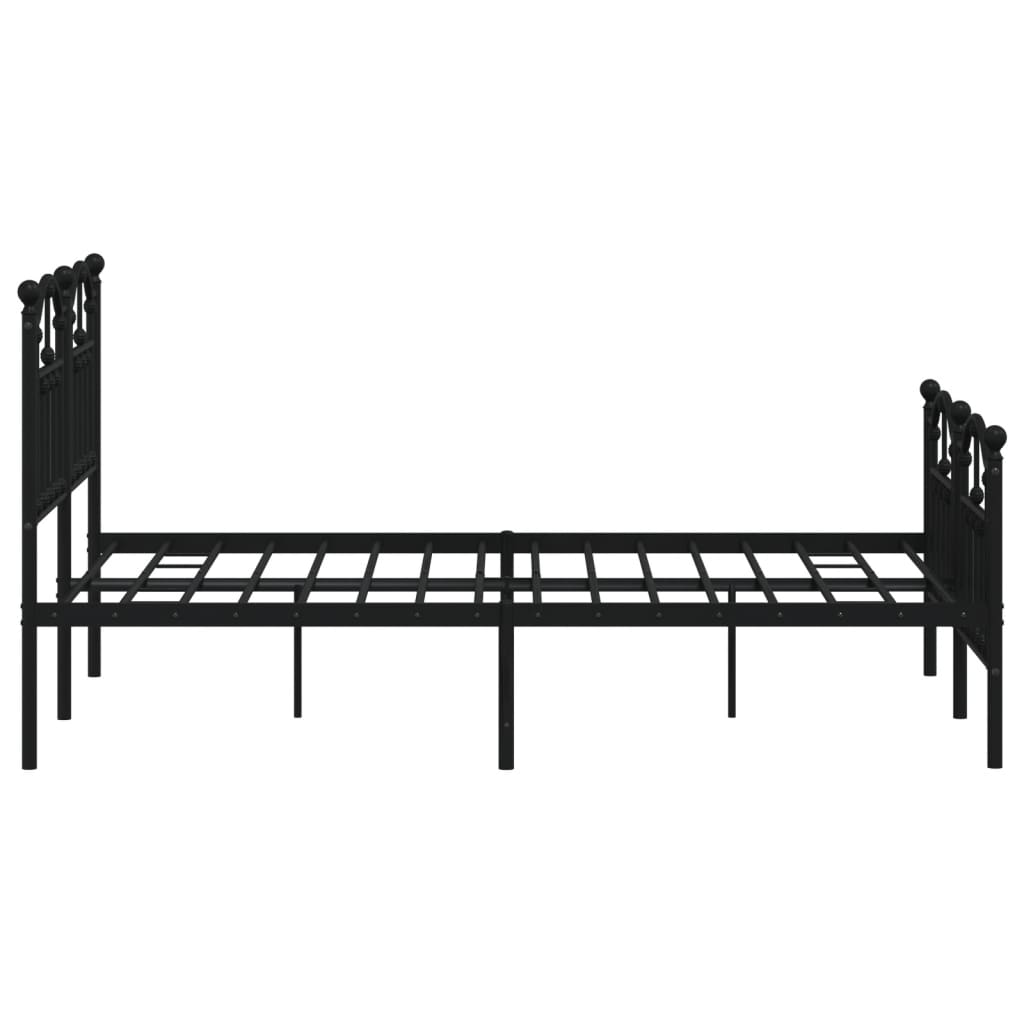 Bed frame with head and footboard metal black 120x200 cm
