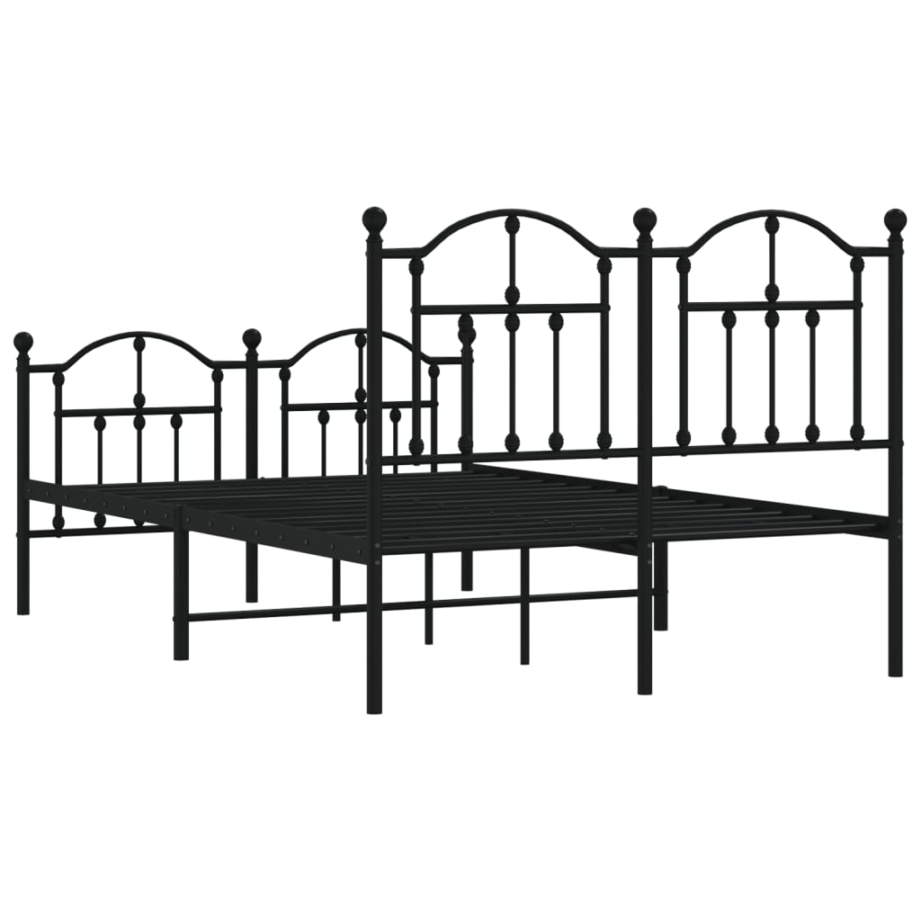 Bed frame with head and footboard metal black 120x200 cm