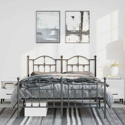 Bettgestell mit Kopf- und Fußteil Metall Schwarz 135x190 cm