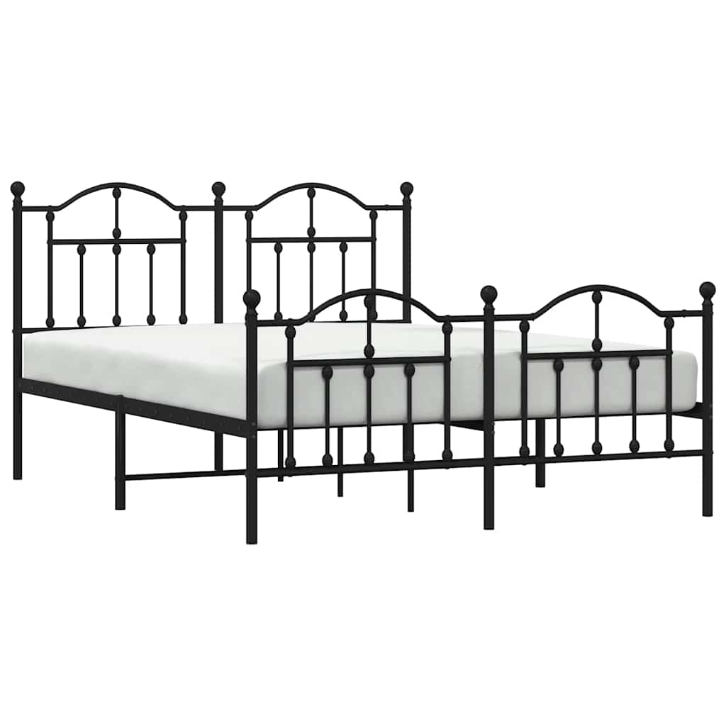 Bed frame with head and footboard metal black 135x190 cm