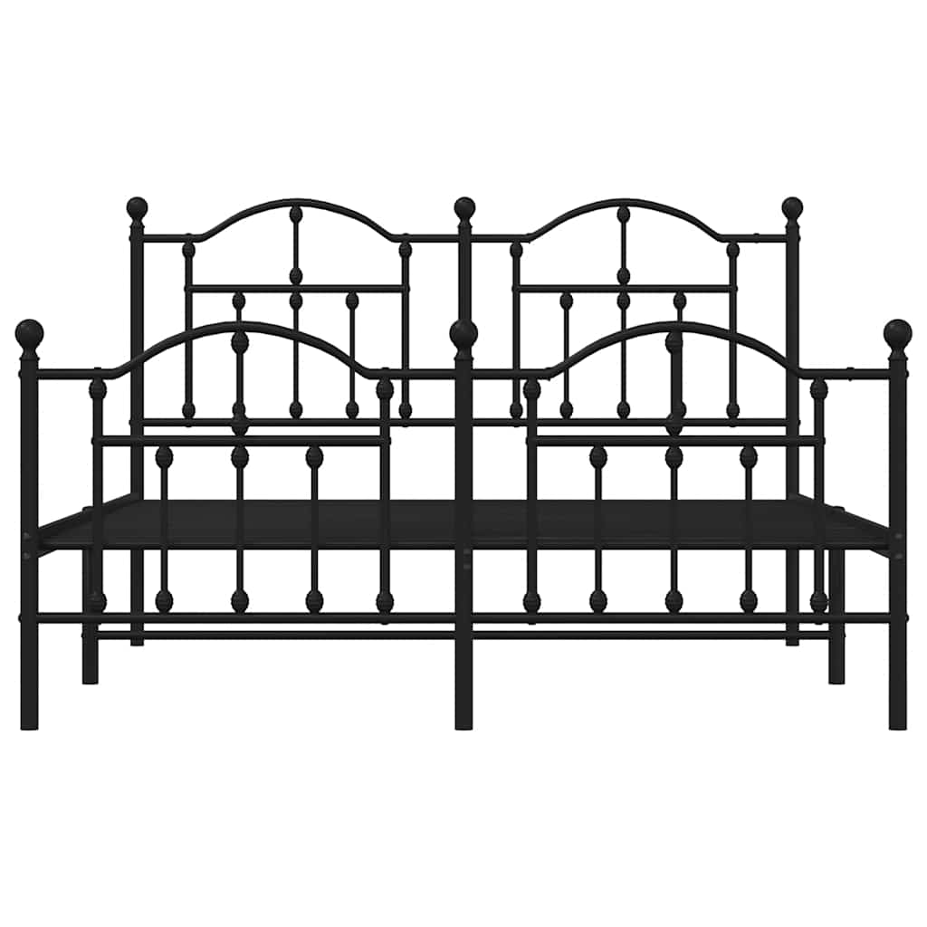 Bed frame with head and footboard metal black 135x190 cm