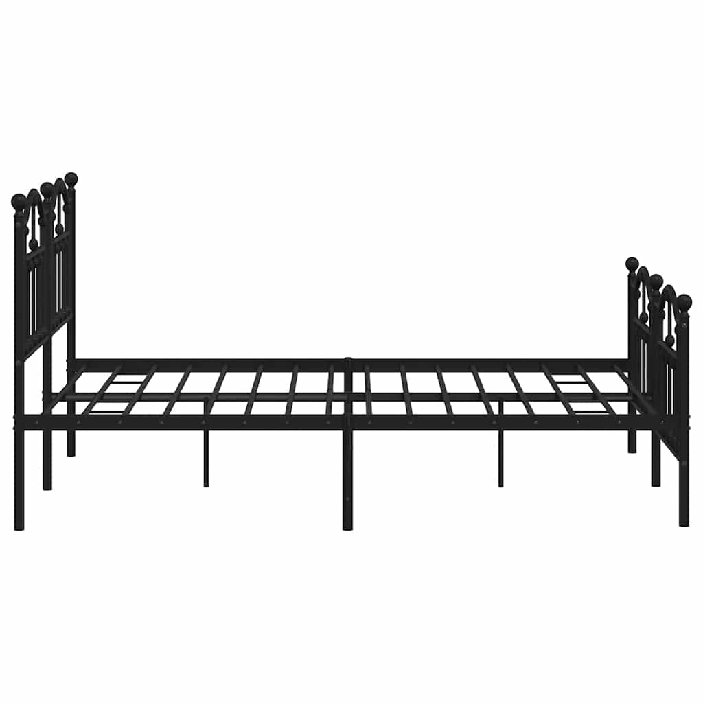 Bed frame with head and footboard metal black 135x190 cm