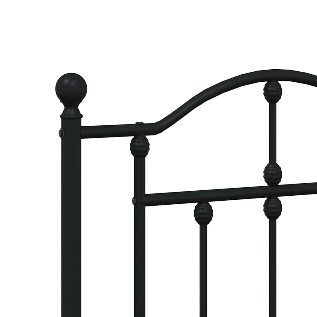 Bed frame with head and footboard metal black 135x190 cm