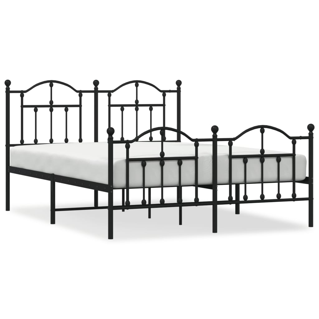 Bed frame with head and footboard metal black 140x200 cm