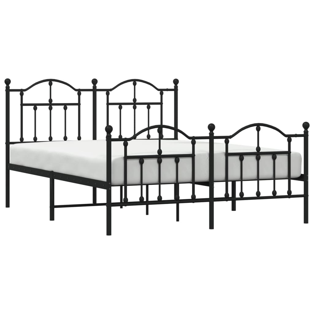 Bed frame with head and footboard metal black 140x200 cm