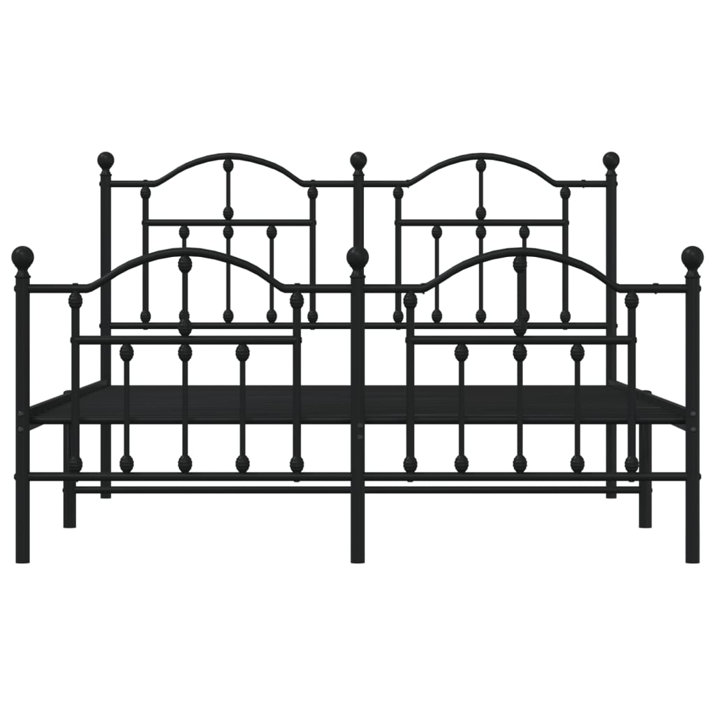 Bed frame with head and footboard metal black 140x200 cm