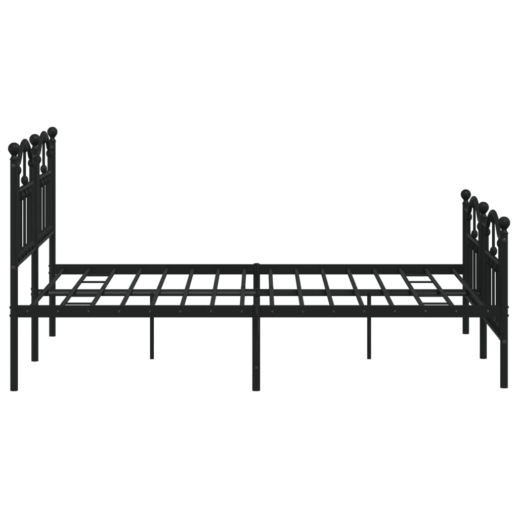 Bed frame with head and footboard metal black 140x200 cm