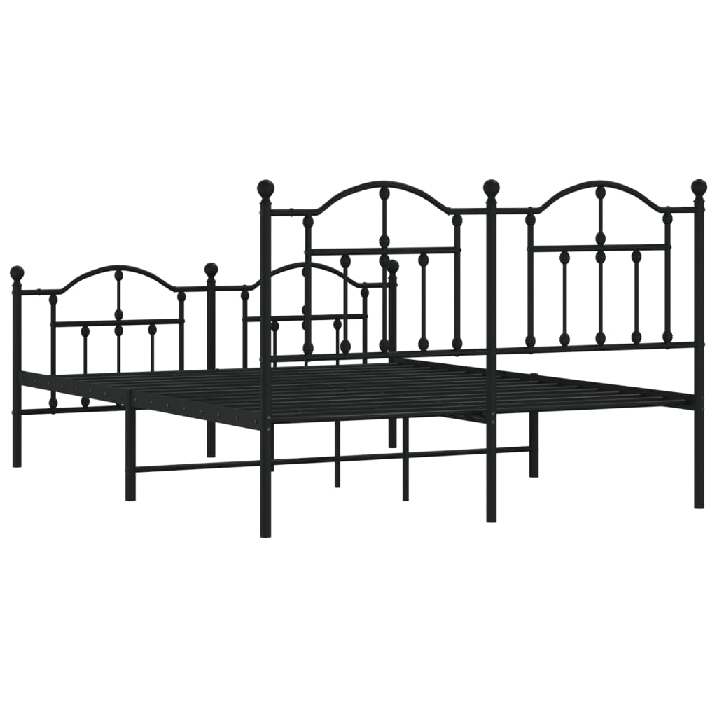 Bed frame with head and footboard metal black 140x200 cm