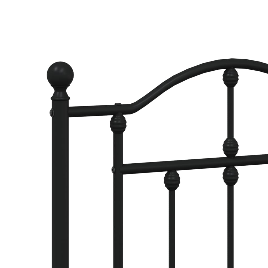 Bed frame with head and footboard metal black 140x200 cm