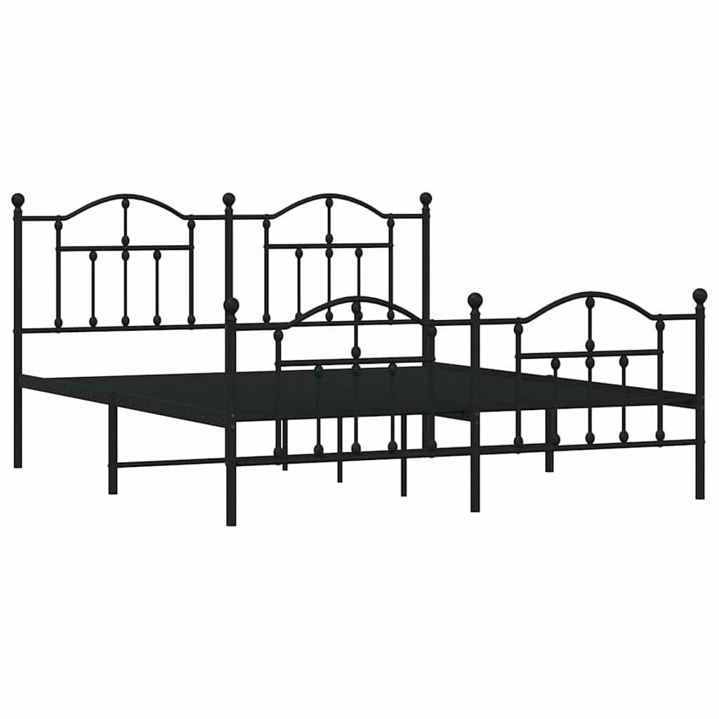 Bed frame with head and footboard metal black 183x213 cm