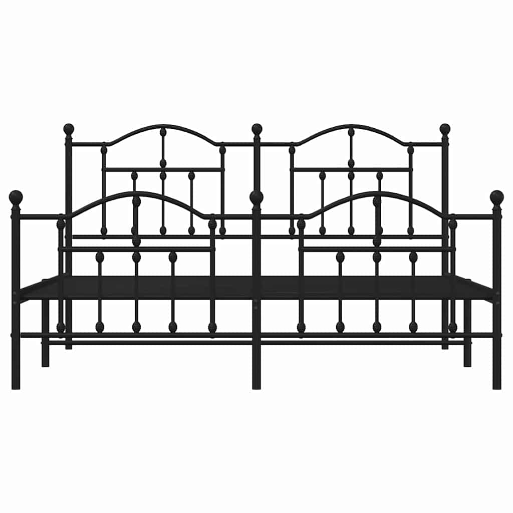Bed frame with head and footboard metal black 183x213 cm