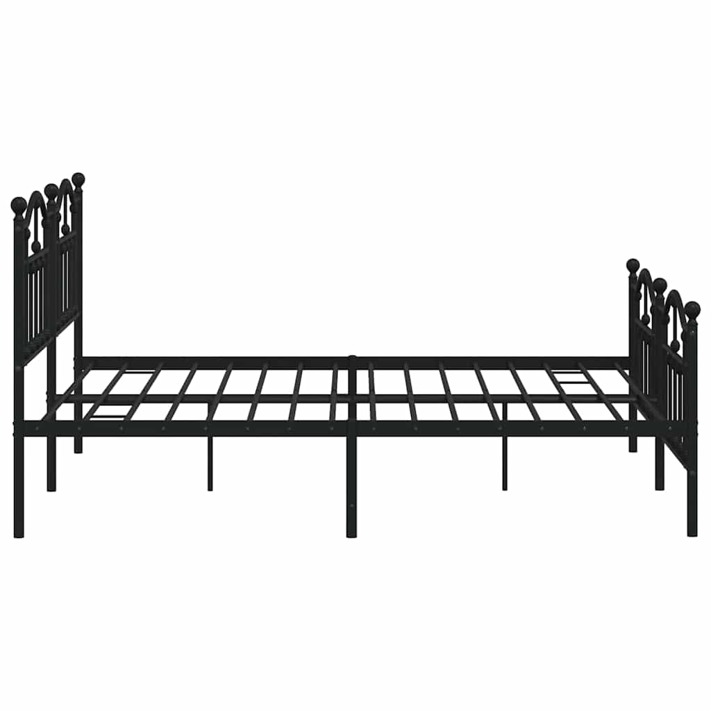 Bed frame with head and footboard metal black 183x213 cm