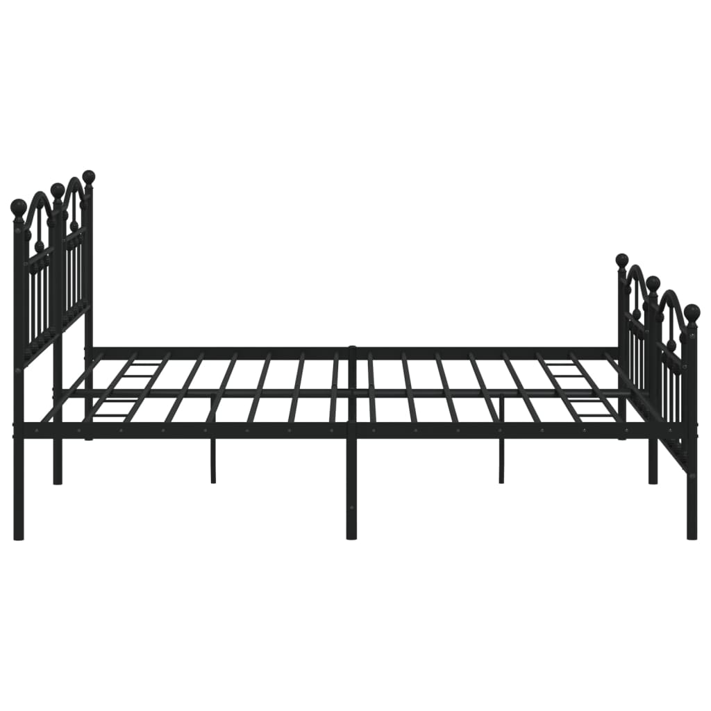 Bed frame with head and footboard metal black 200x200 cm