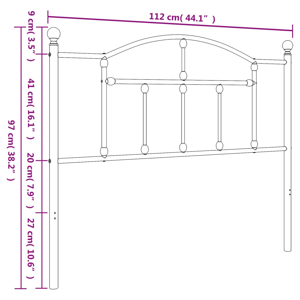 Ersatz-Kopfteil Metall Schwarz 107 cm