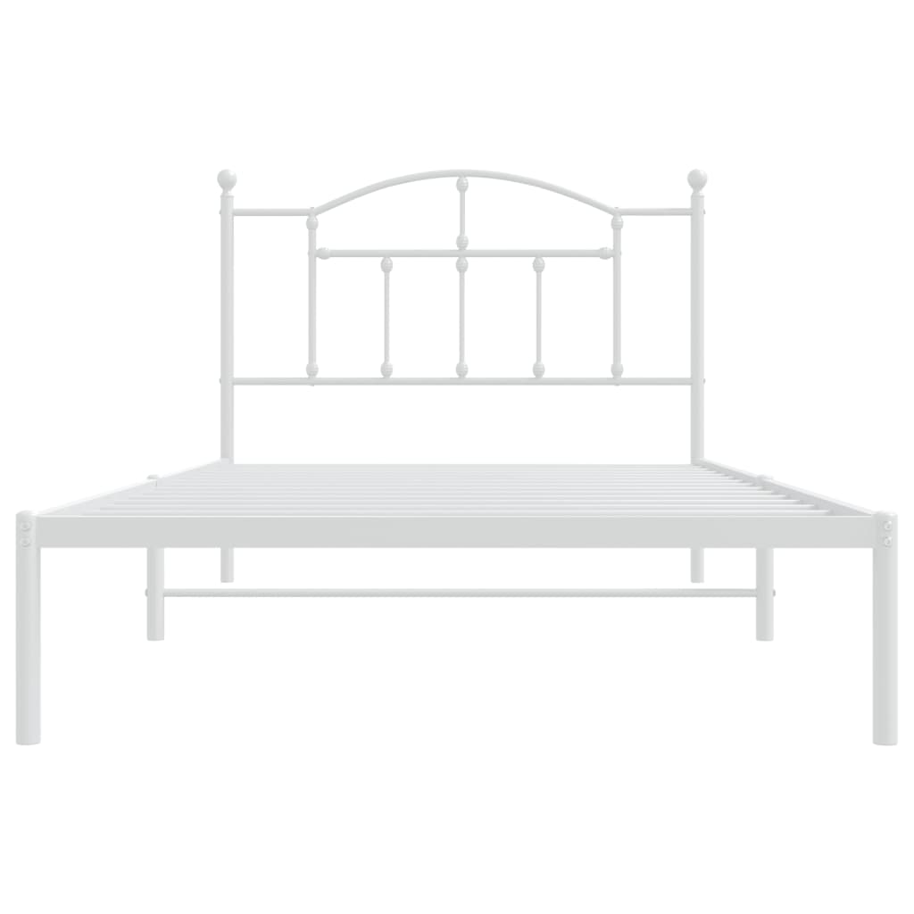 Bed frame with headboard metal white 107x203 cm