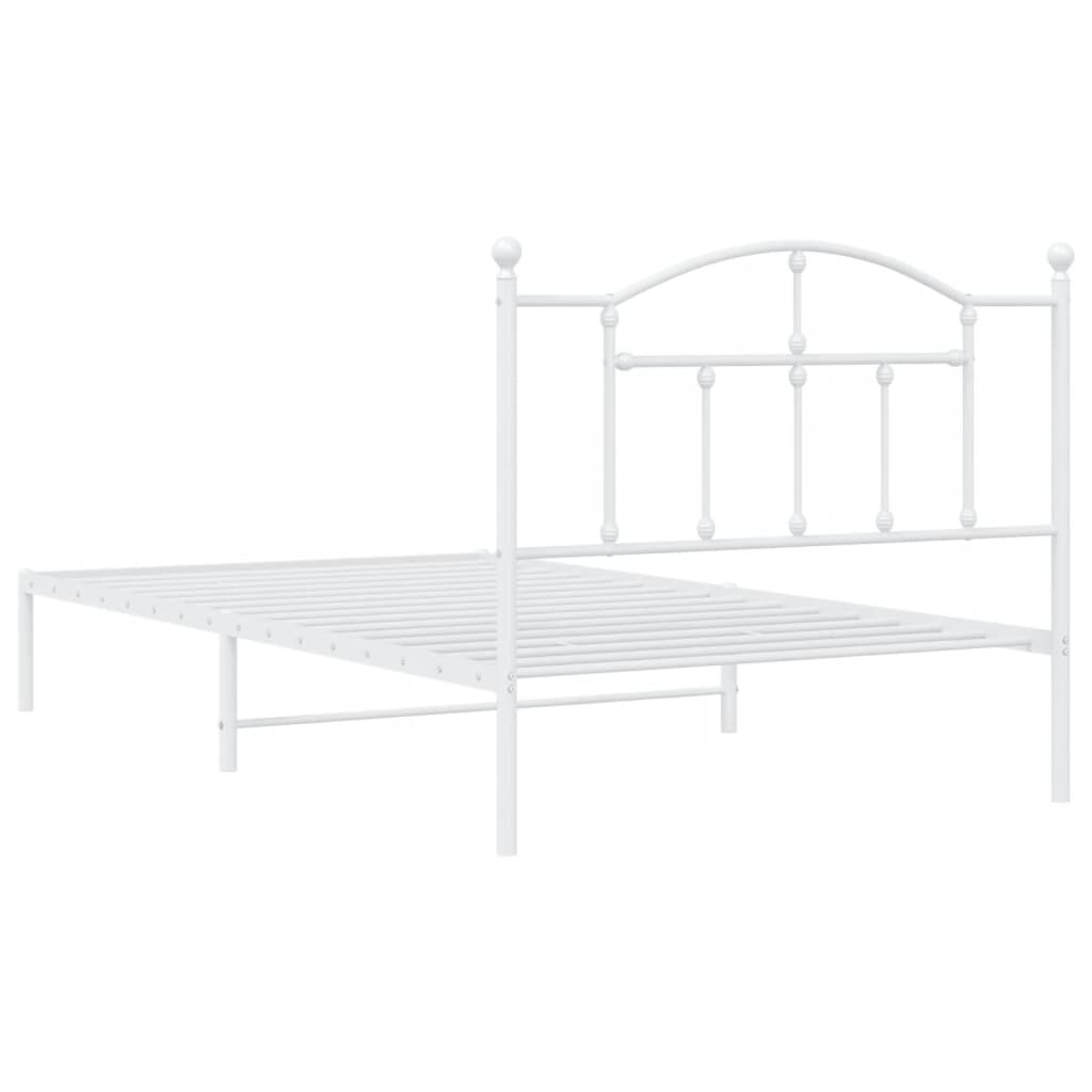 Bed frame with headboard metal white 107x203 cm