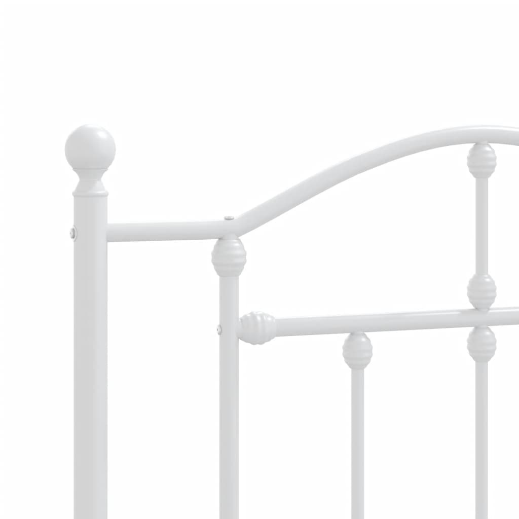 Bed frame with headboard metal white 107x203 cm