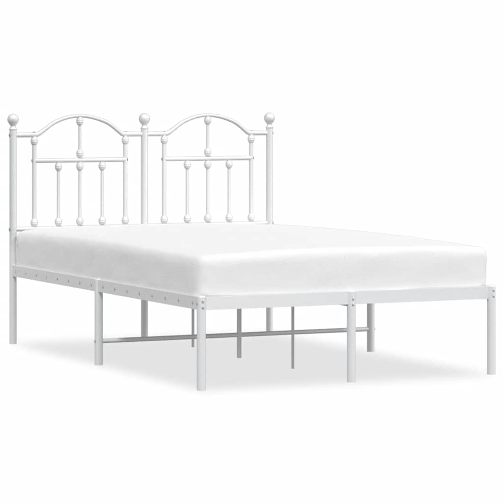 Bettgestell mit Kopfteil Metall Weiß 120x190 cm