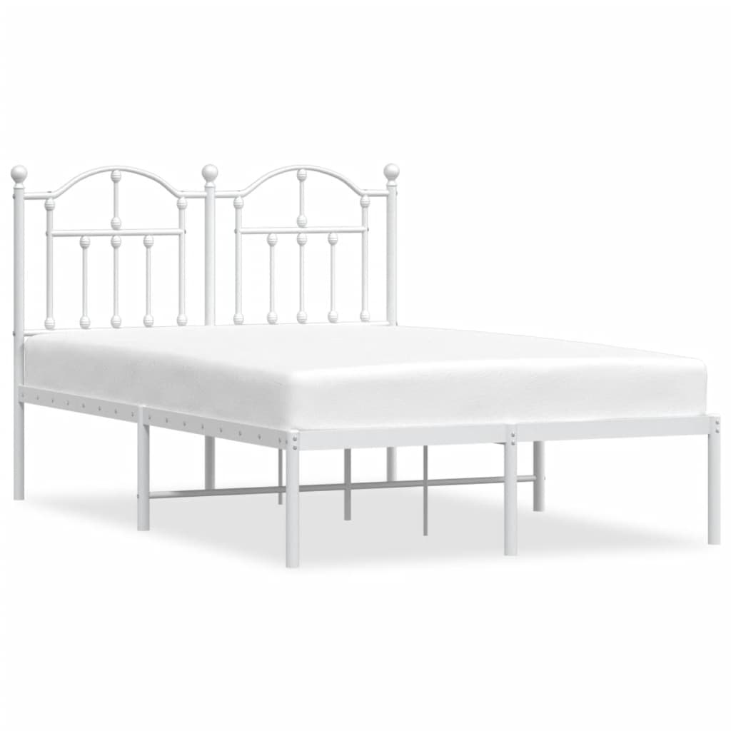 Bed frame with headboard metal white 120x200 cm