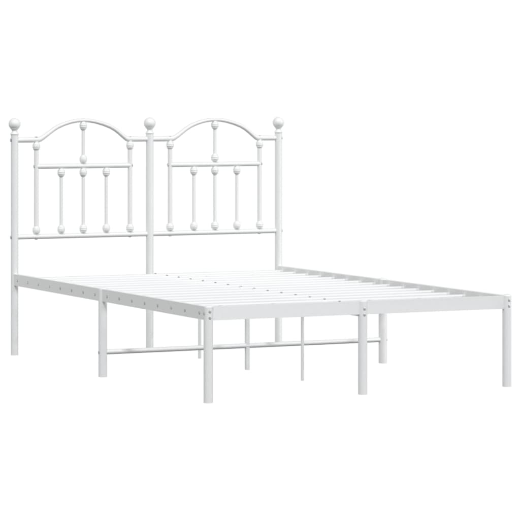 Bed frame with headboard metal white 120x200 cm
