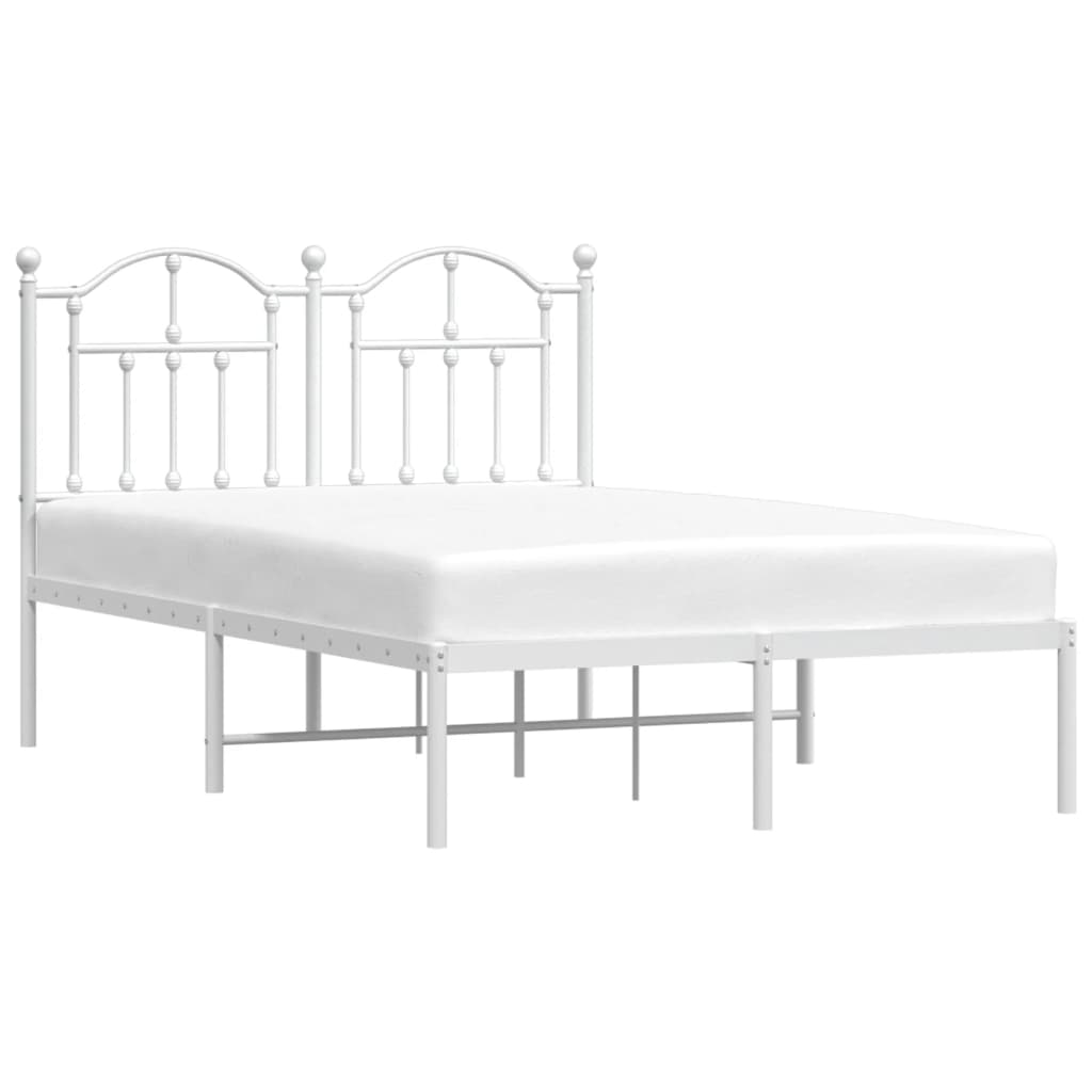 Bed frame with headboard metal white 120x200 cm