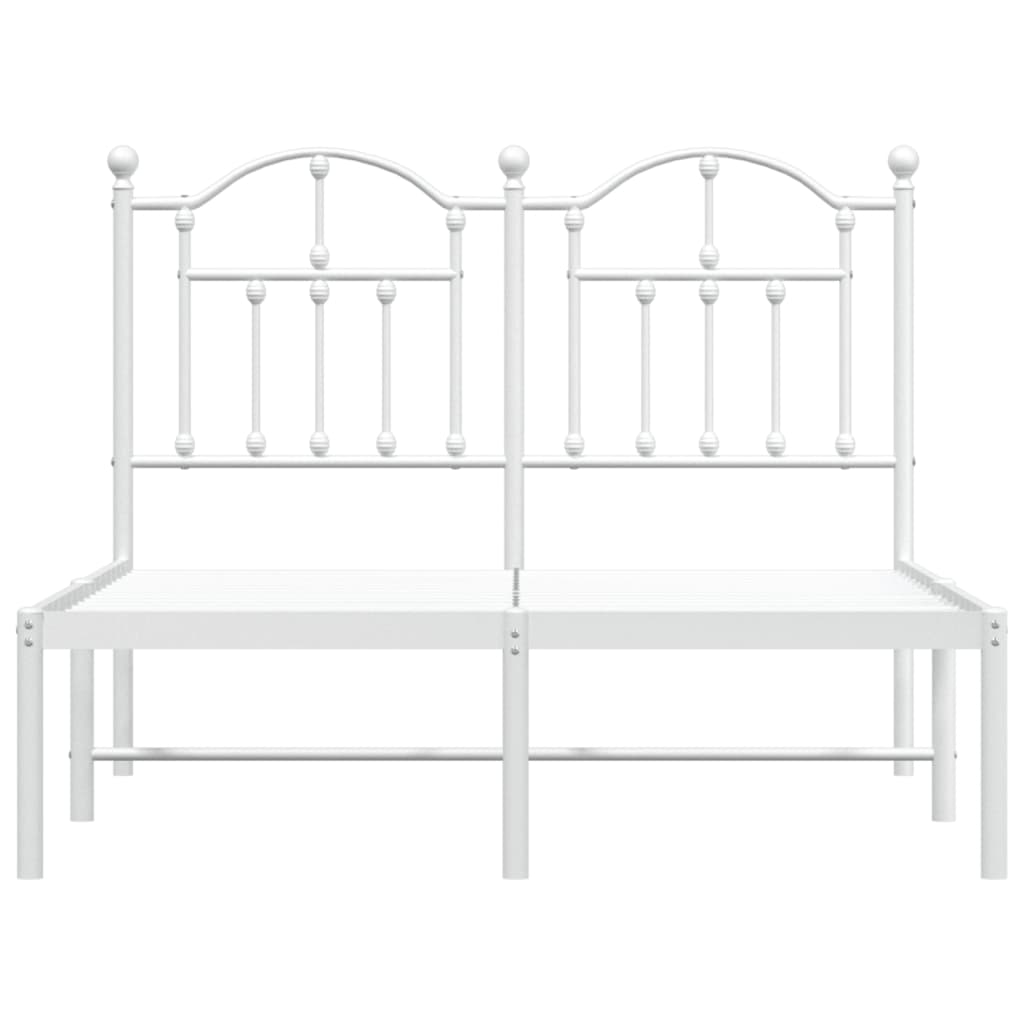 Bed frame with headboard metal white 120x200 cm
