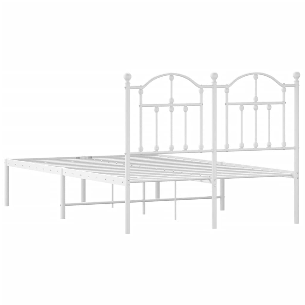 Bed frame with headboard metal white 120x200 cm